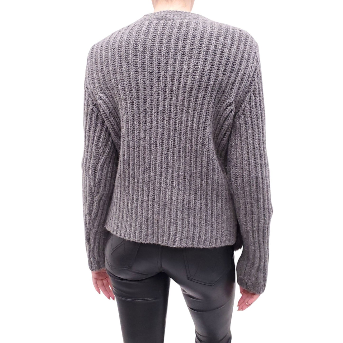 ELEVENTY GREY CASHMERE CARDIGAN WITH FUR DETAIL - SIZE S/M
