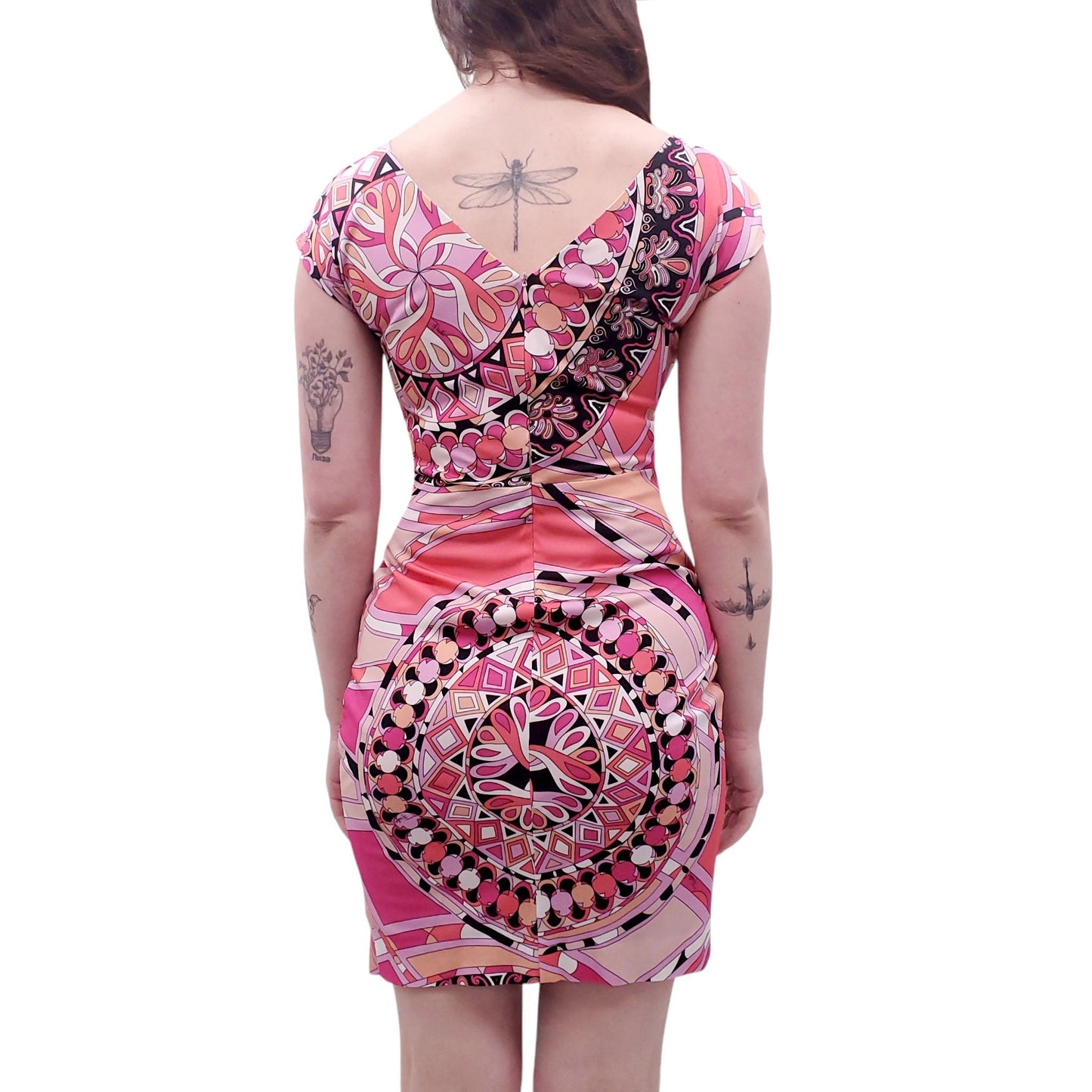 EMILIO PUCCI PINK AND PEACH PATTERNED DRESS - SIZE 4