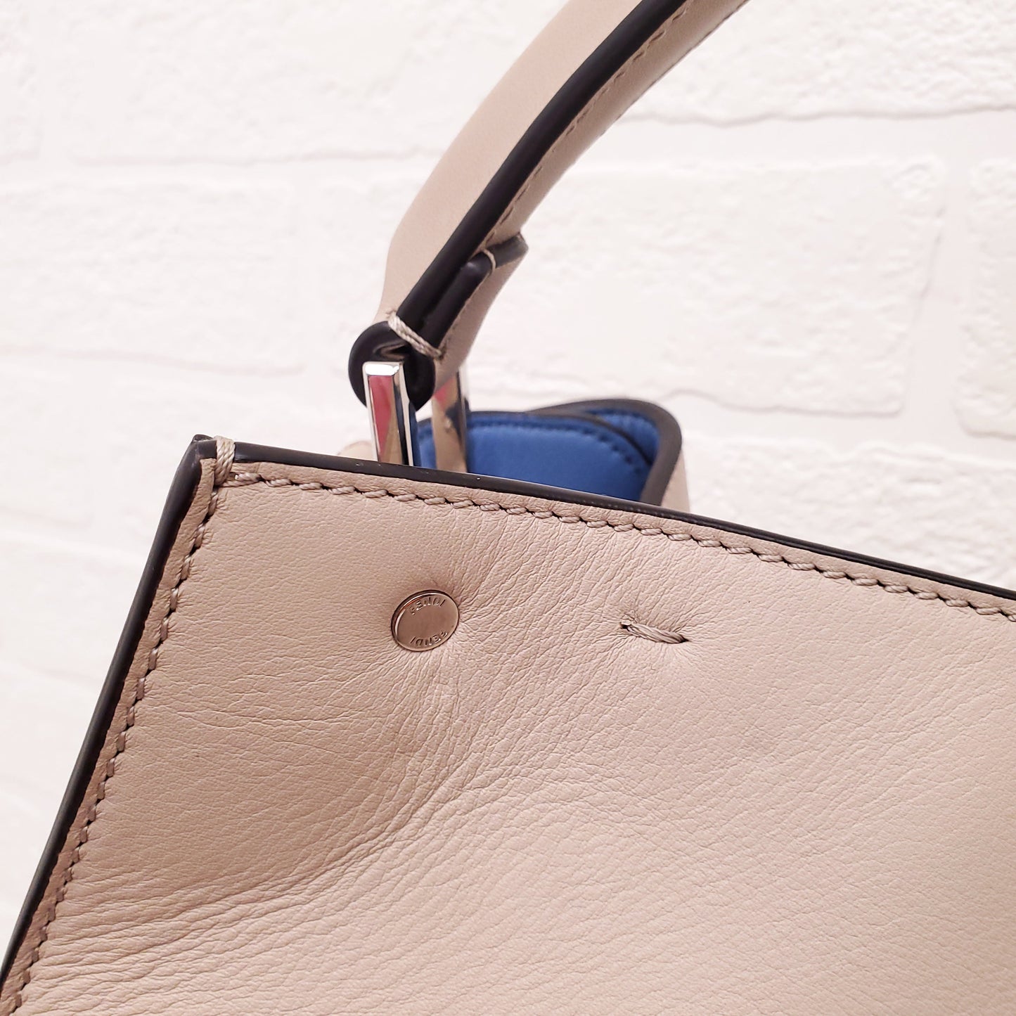 FENDI BEIGE LARGE 'VITELLO SETA CENTURY PEEKABOO' BAG