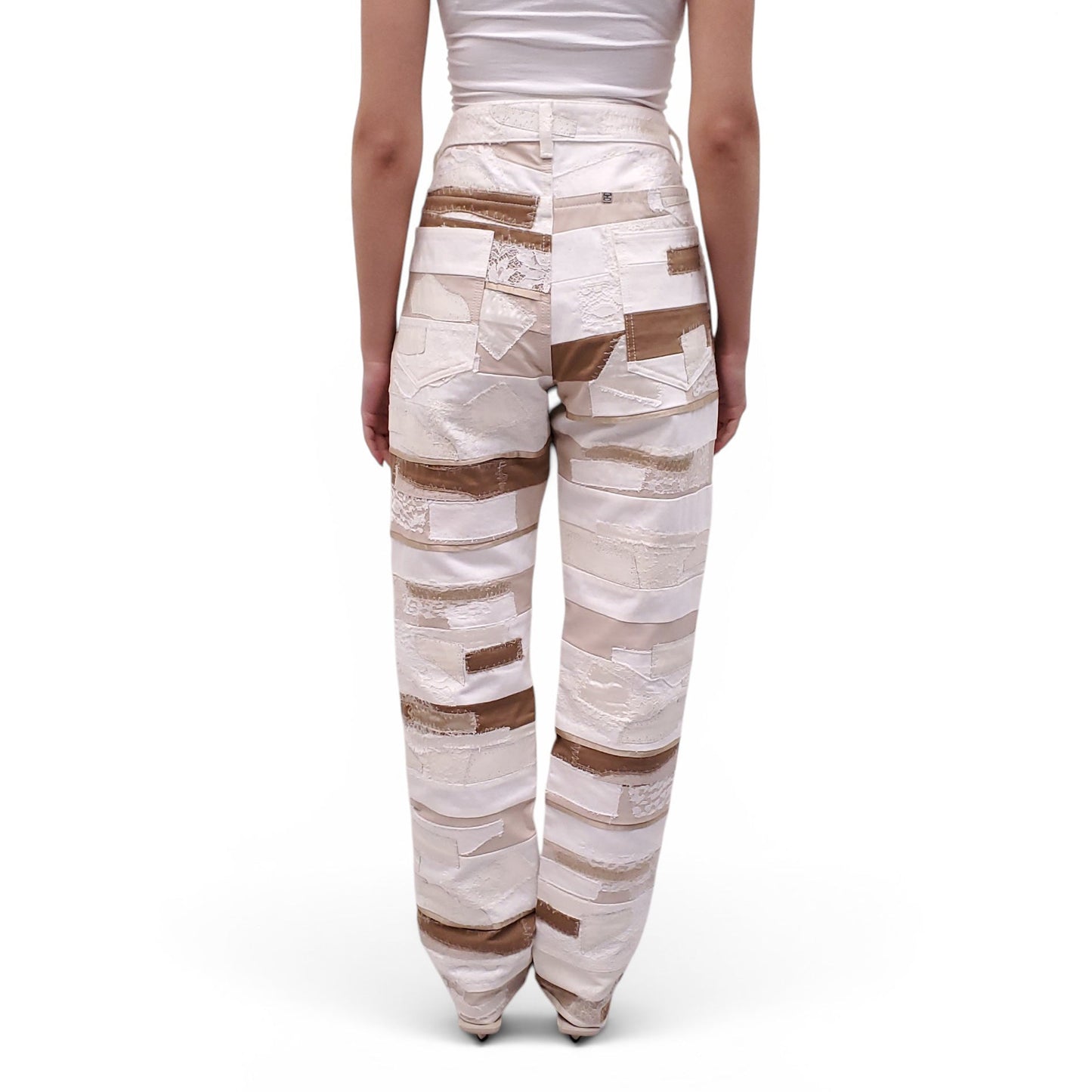 GIVENCHY CREAM PATCHWORK JEANS - MEN'S SIZE 34