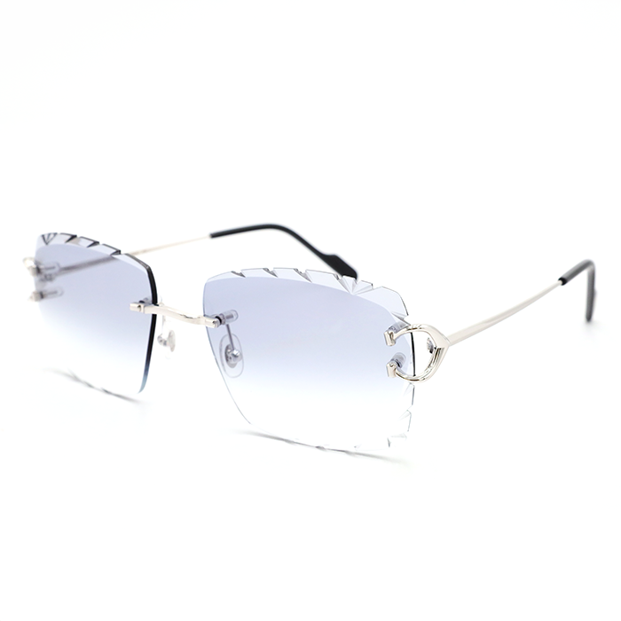 Cartier Custom Vintage Double C Diamond Cut Mykonos Platinum Sunglasses by MEG