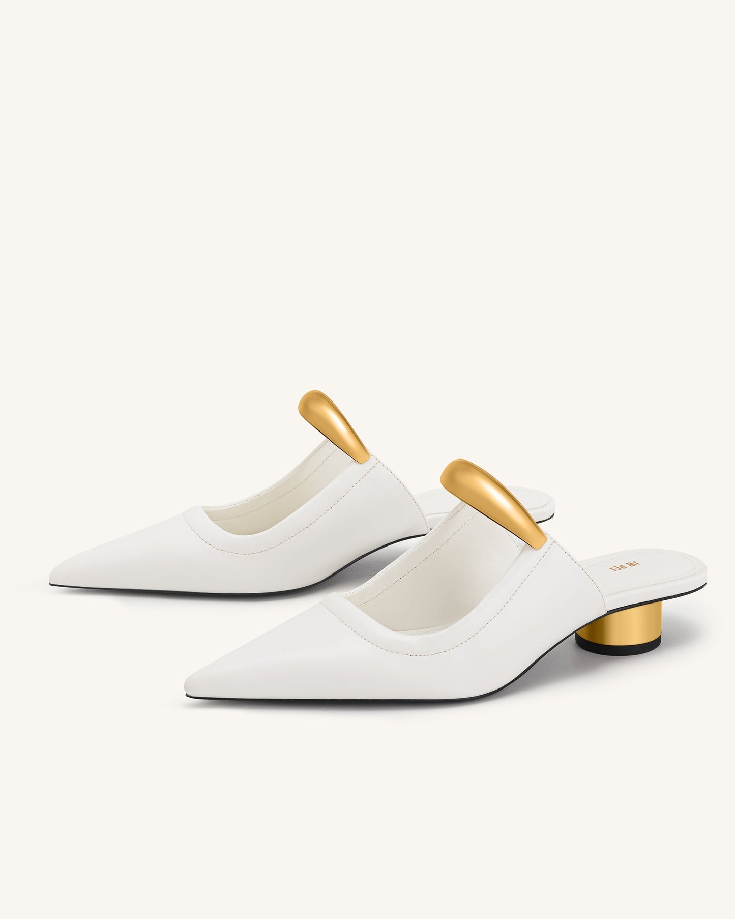 Helena Pierced Mules - White