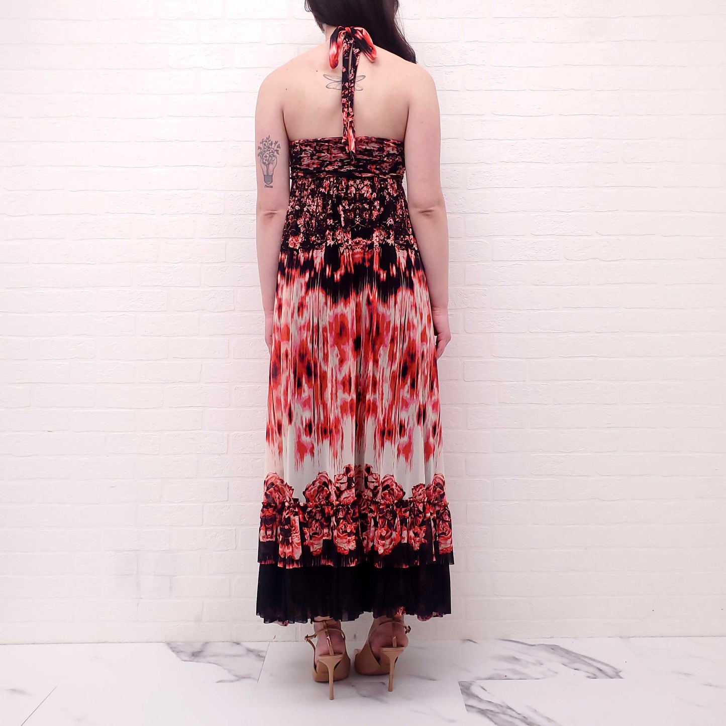 JEAN PAUL GAULTIER RED AND BLACK RUFFLED LAYERED DRESS - SIZE S