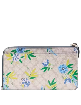 Kate Spade New York Lucy Spade Flower Floral Medium L-Zip Wristlet