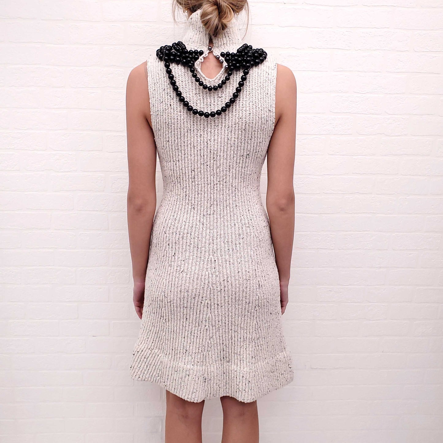 LOEWE CREAM BEADED SWEATER DRESS - SIZE S