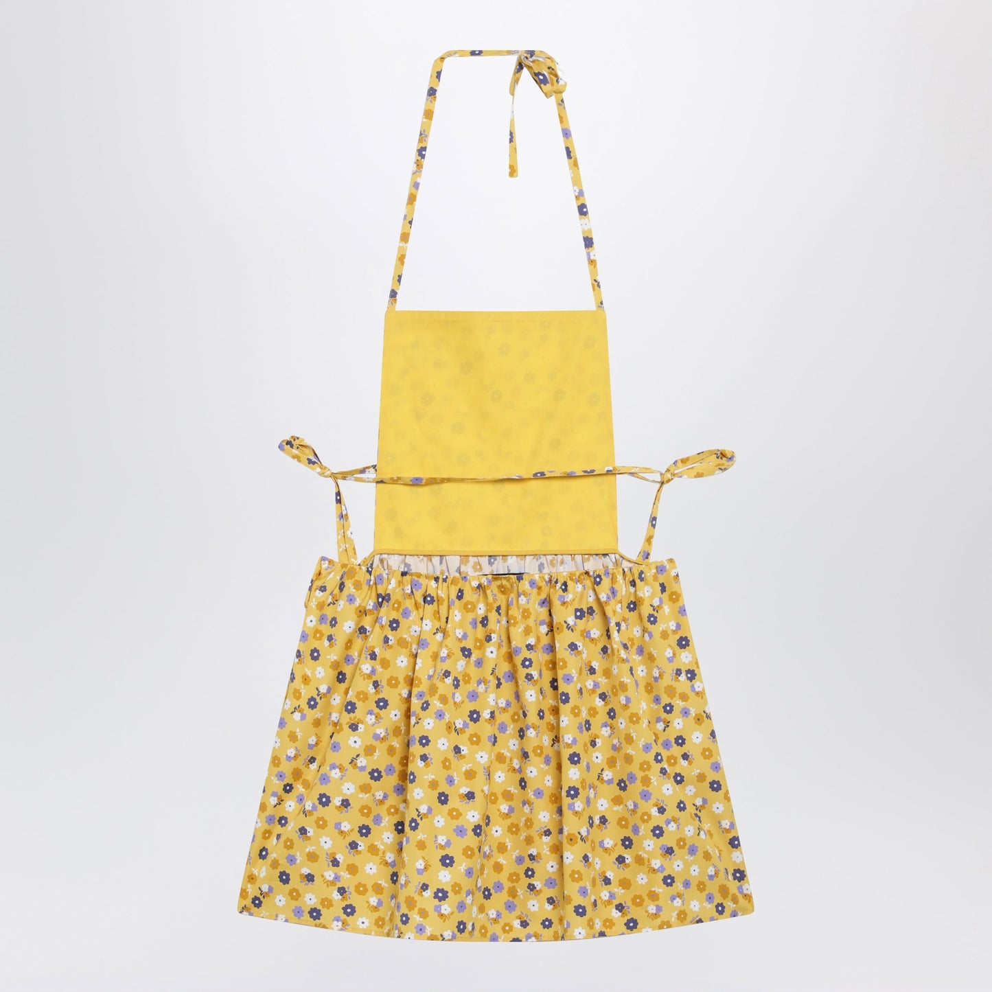 Miu Miu Floral Cotton Poplin Dress In Yellow And Purple Women
