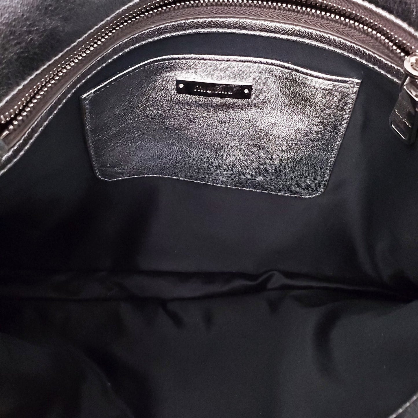 MIU MIU SILVER RUCHED BAG WITH CRYSTAL DETAIL