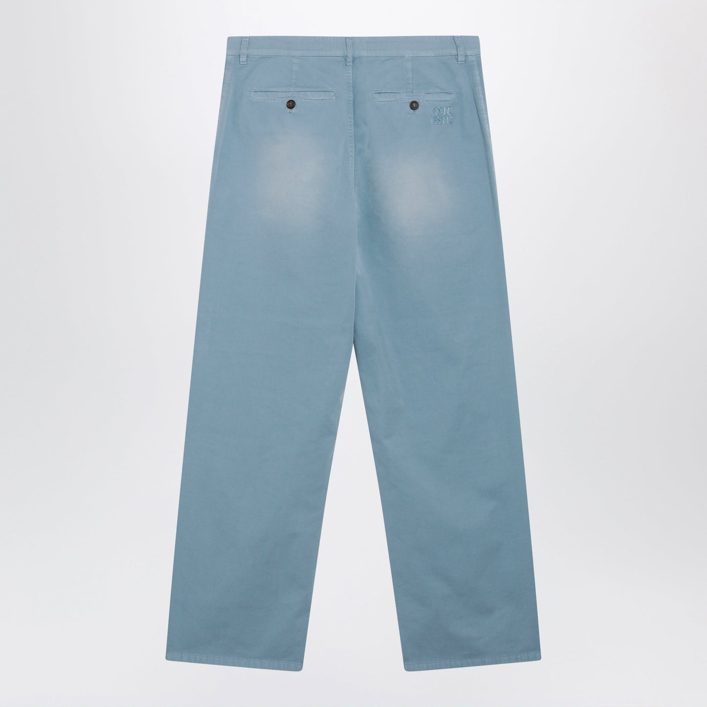 Miu Miu Garment-Dyed Cotton Twill Trousers In Astral Women