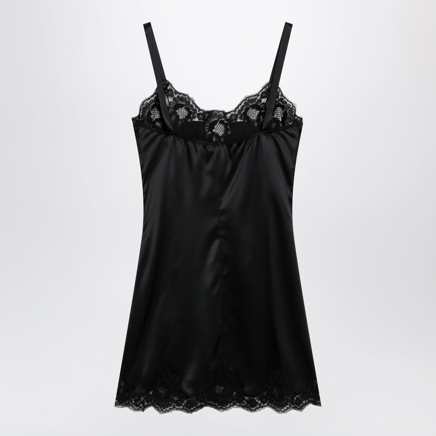 Dolce&Gabbana Black Silk Satin Slip With Lace Trim Women