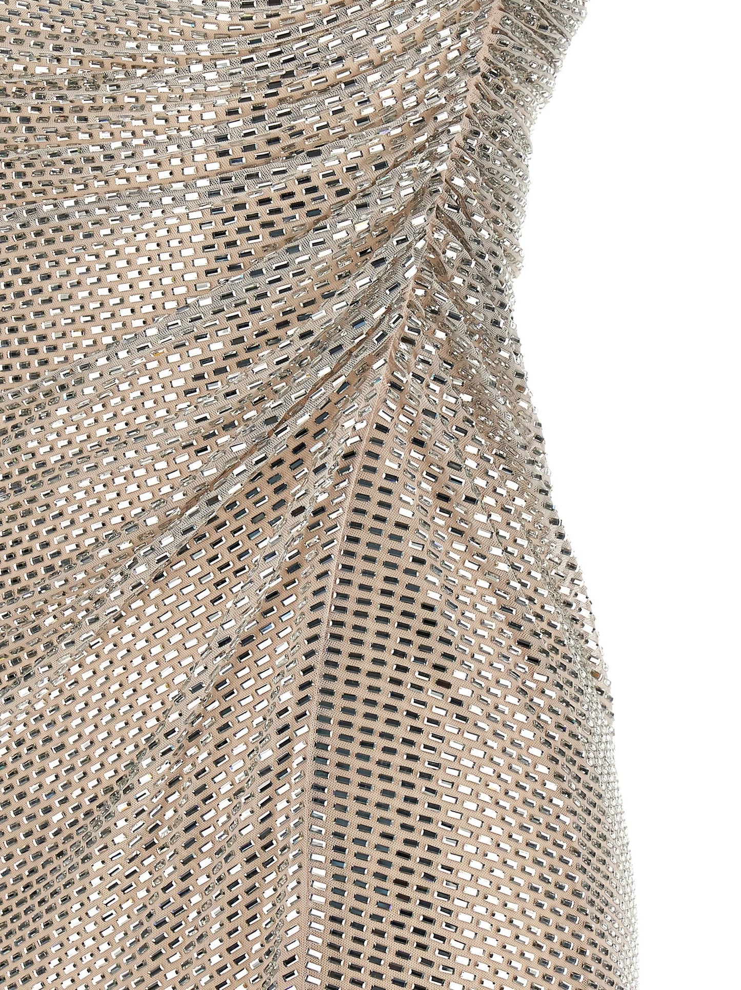 Self Portrait Women 'Champagne Rhinestone Draped Mini' Dress