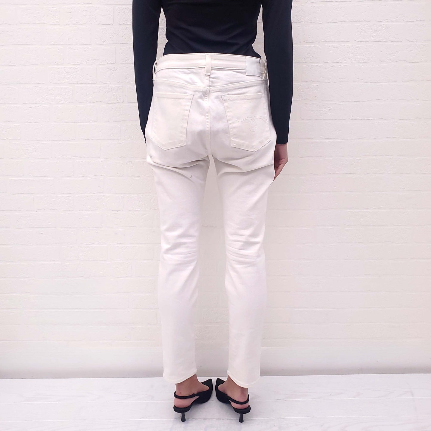 R13 'ALISON SKINNY' WHITE DENIM - SIZE 31