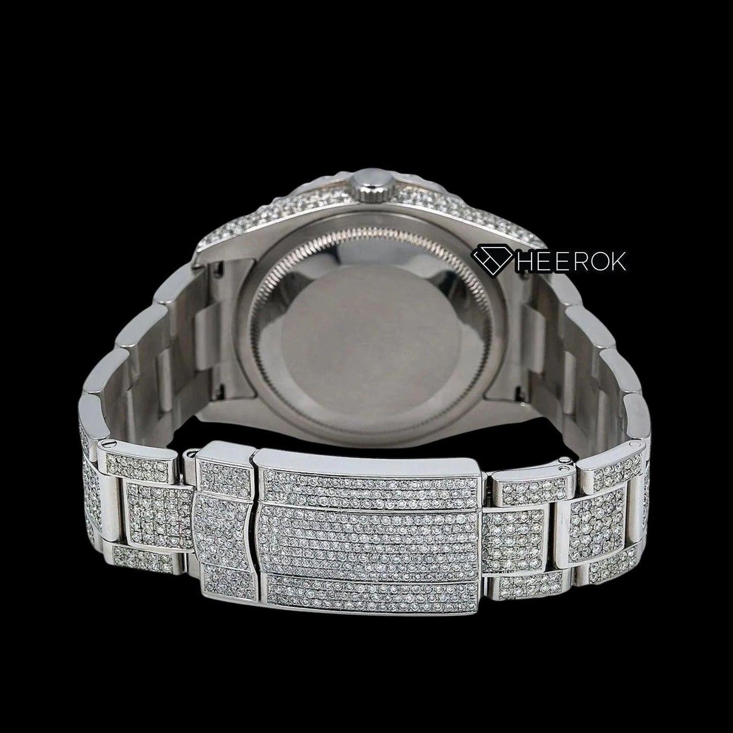 Rolex Datejust Blue Dial Roman Diamond Numerals Diamond Bezel Fully Iced Moissanite Diamond Oyster Bracelet For Women