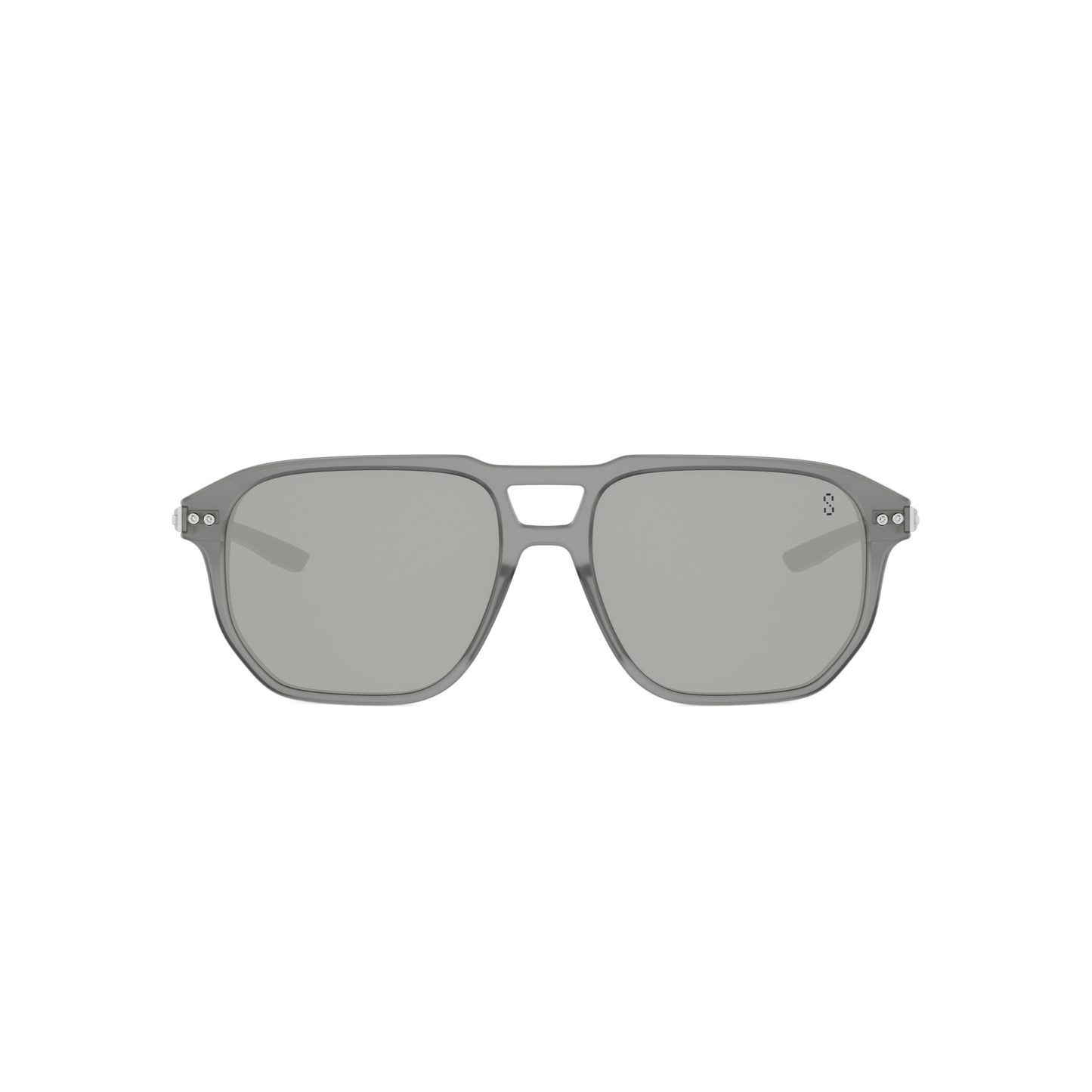 Semi - Matte Gray Geometric Acetate Sunglasses