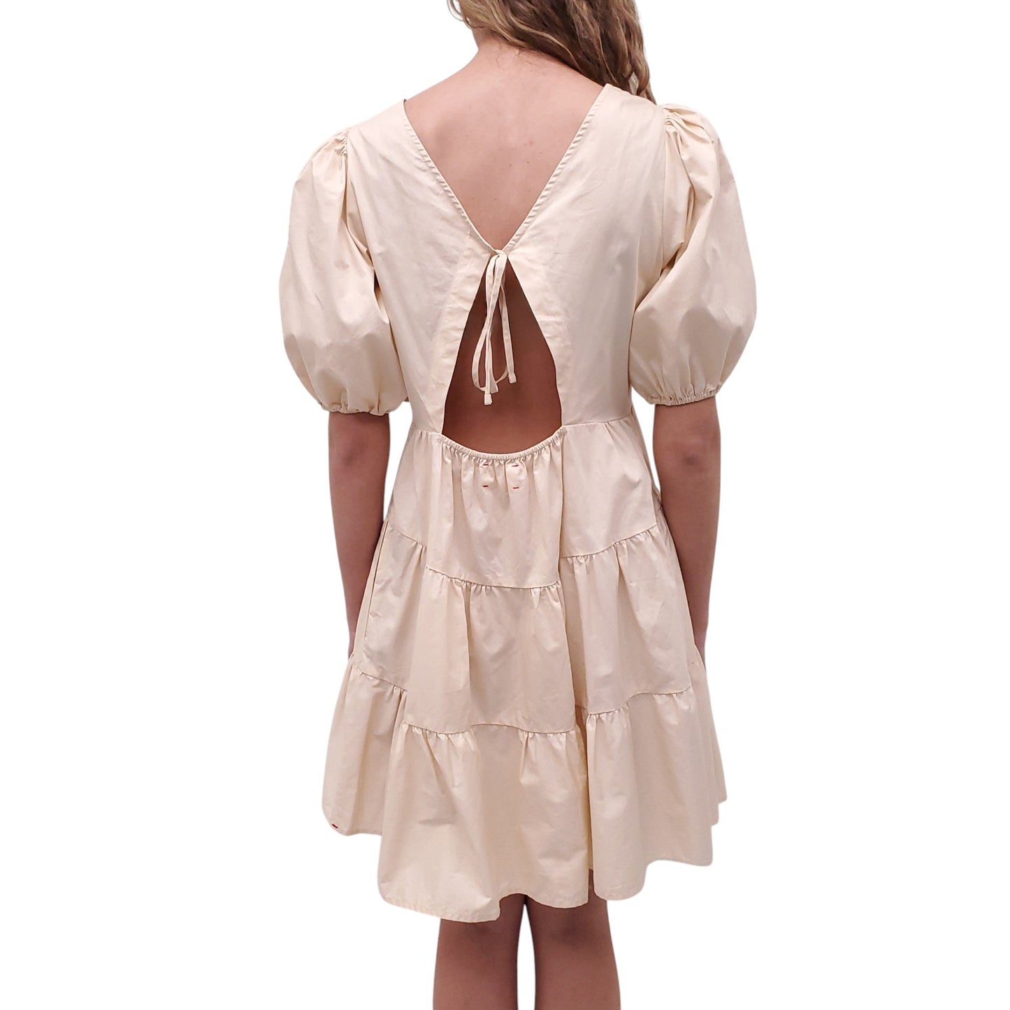 XIRENA BUTTER YELLOW TIERED 'NISSA' BABYDOLL DRESS WITH PUFF SLEEVES - SIZE S