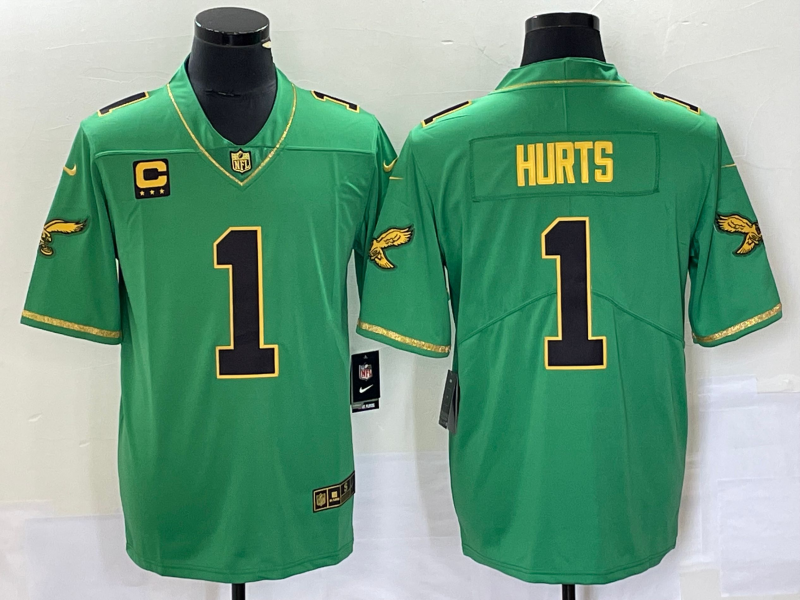 Men's Philadelphia Eagles Jalen Hurts #1 Kelly Green Game Player jersey
