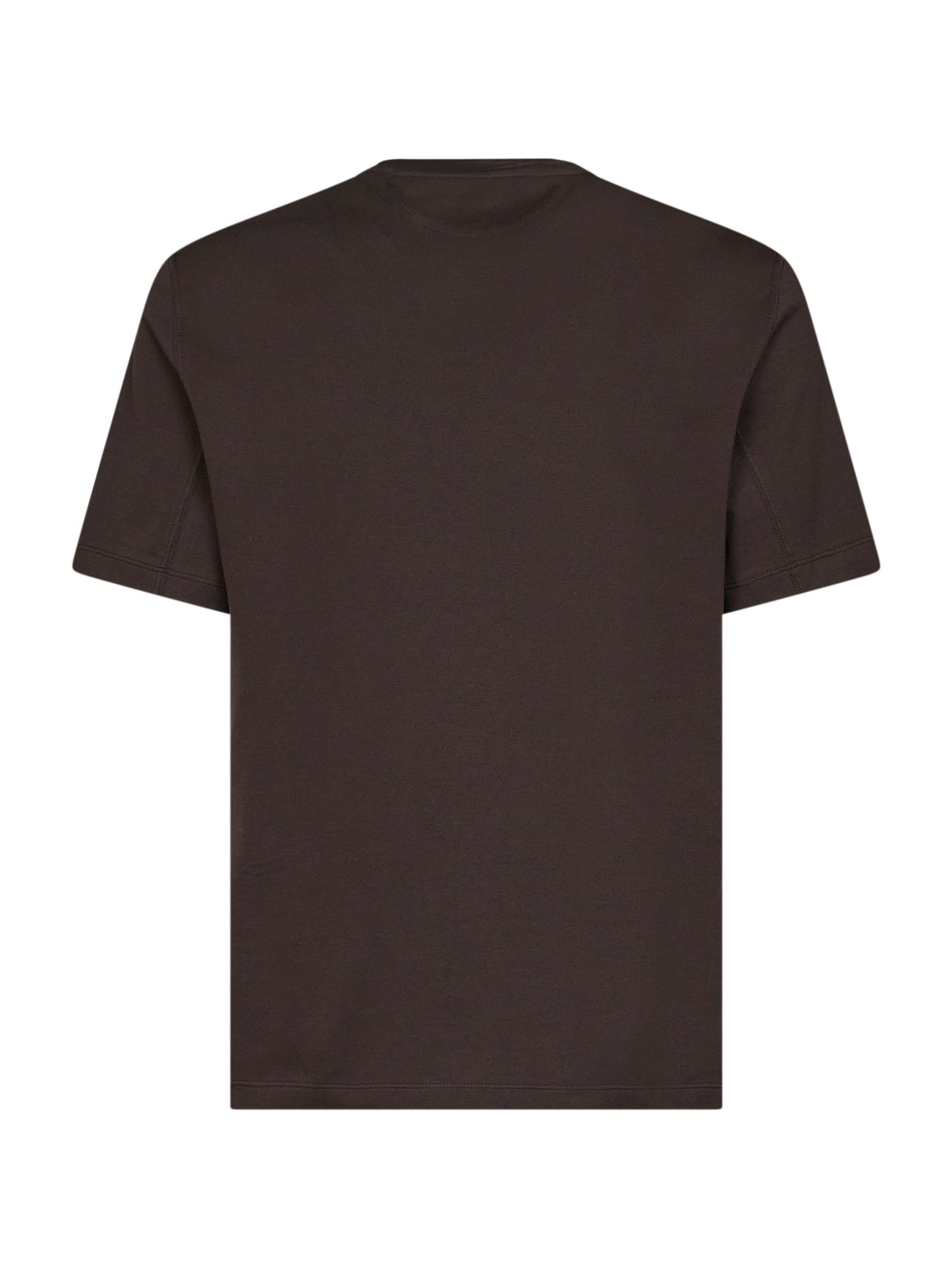 Brunello Cucinelli Men Dark Brown Cotton Jersey Logo Crewneck T-Shirt