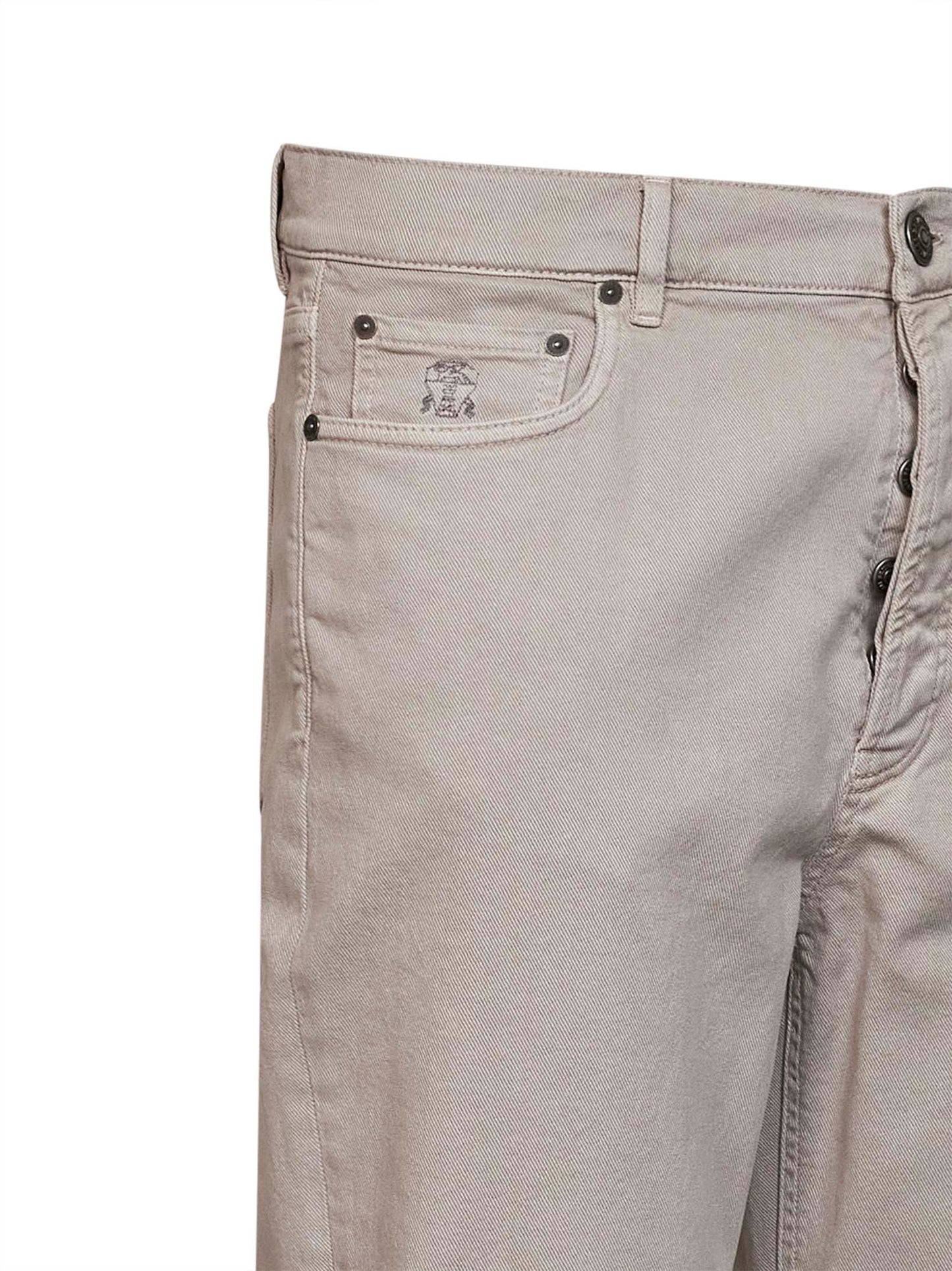 Brunello Cucinelli Men Marble Grey Garment-Dyed Lightweight Comfort Denim Iconic Fit Jeans