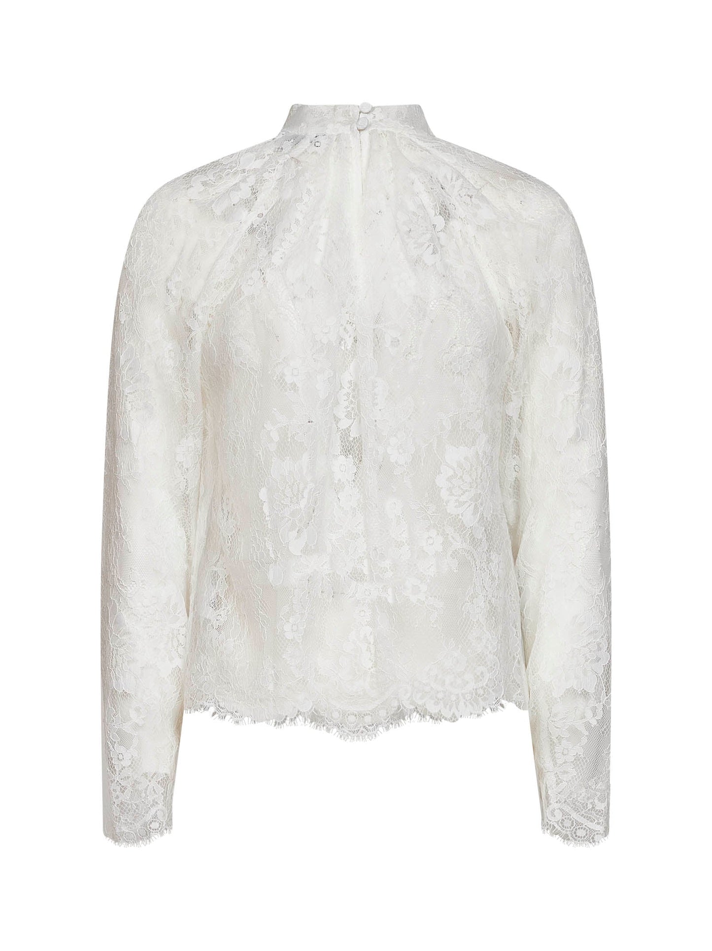 Self Portrait Women White Lace Long-Sleeved Blouse