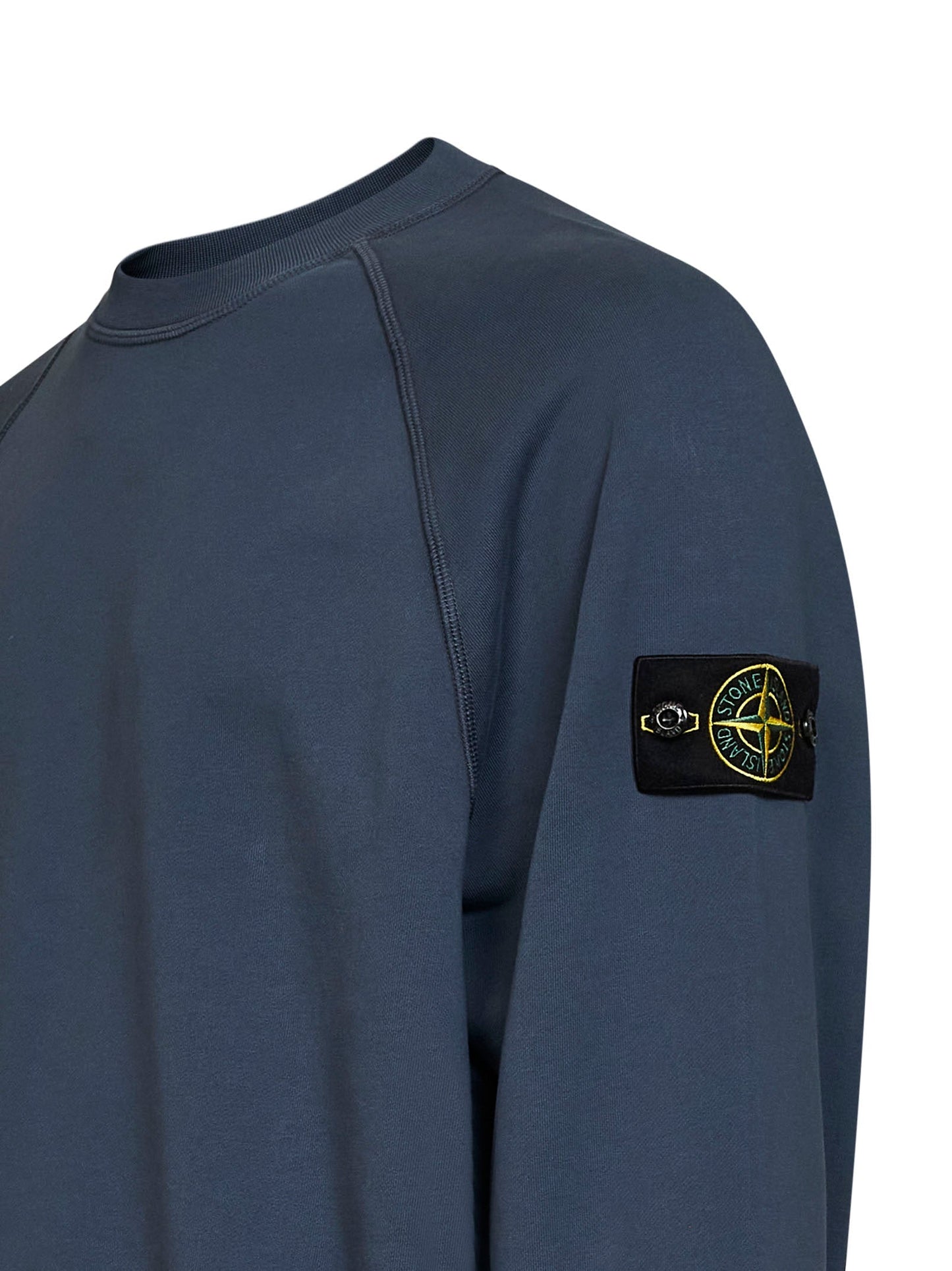 Stone Island Men Slate Blue Cotton Crewneck Sweatshirt