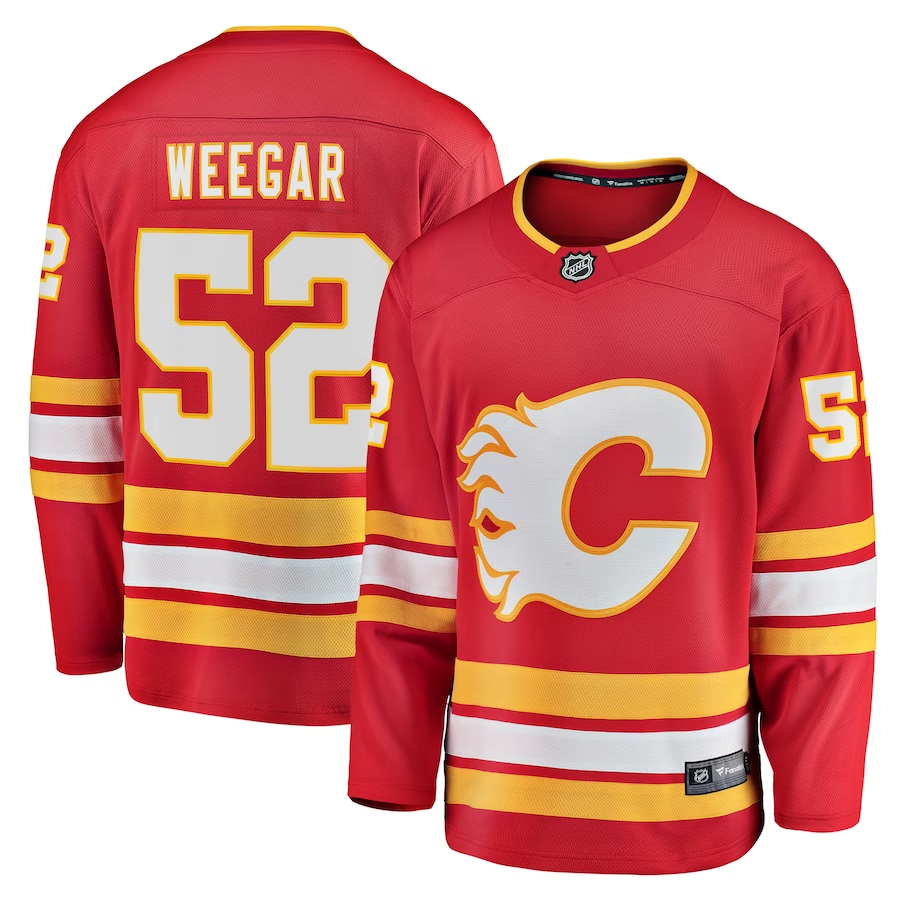 Men's Calgary Flames MacKenzie Weegar #52 Red Home Breakaway Player jersey