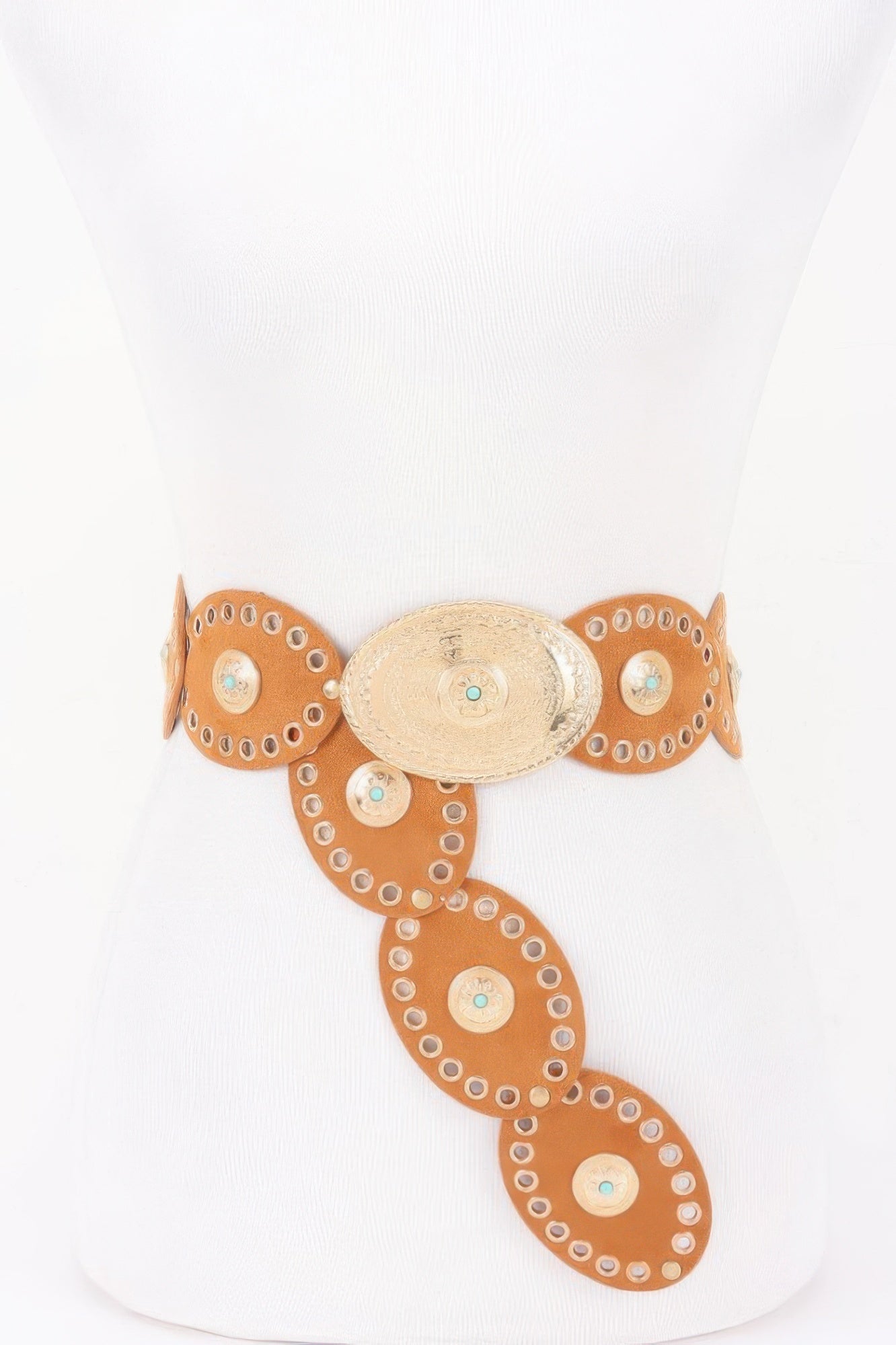 Wide Statement Belt with Oval Studded Design