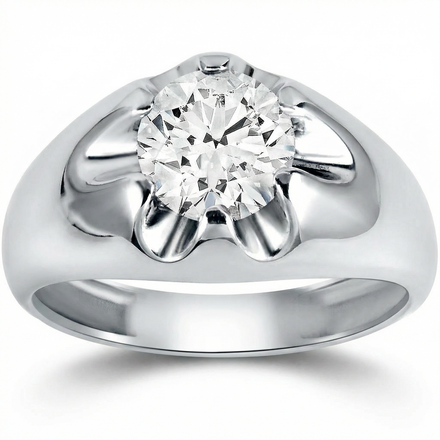 Mens 1 1/2ct Diamond Solitaire Belcher Wedding Ring 14k Gold Lab Grown