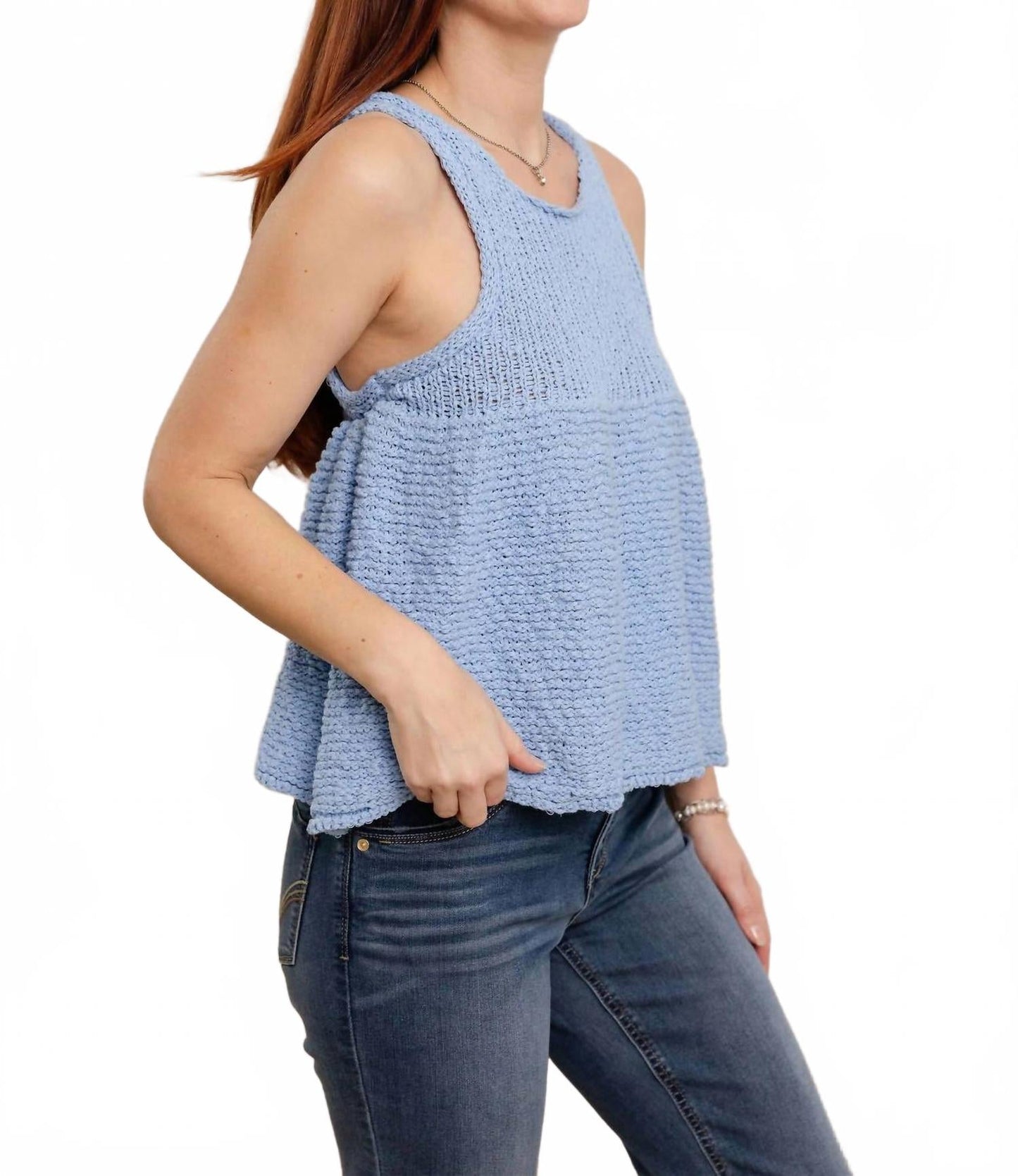 Swing Sweater Tank In Light Blue