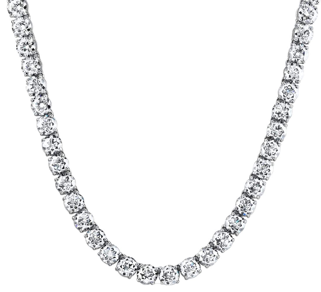 40Ct Diamond Tennis Necklace 14k White Gold 16.5" Lab Grown