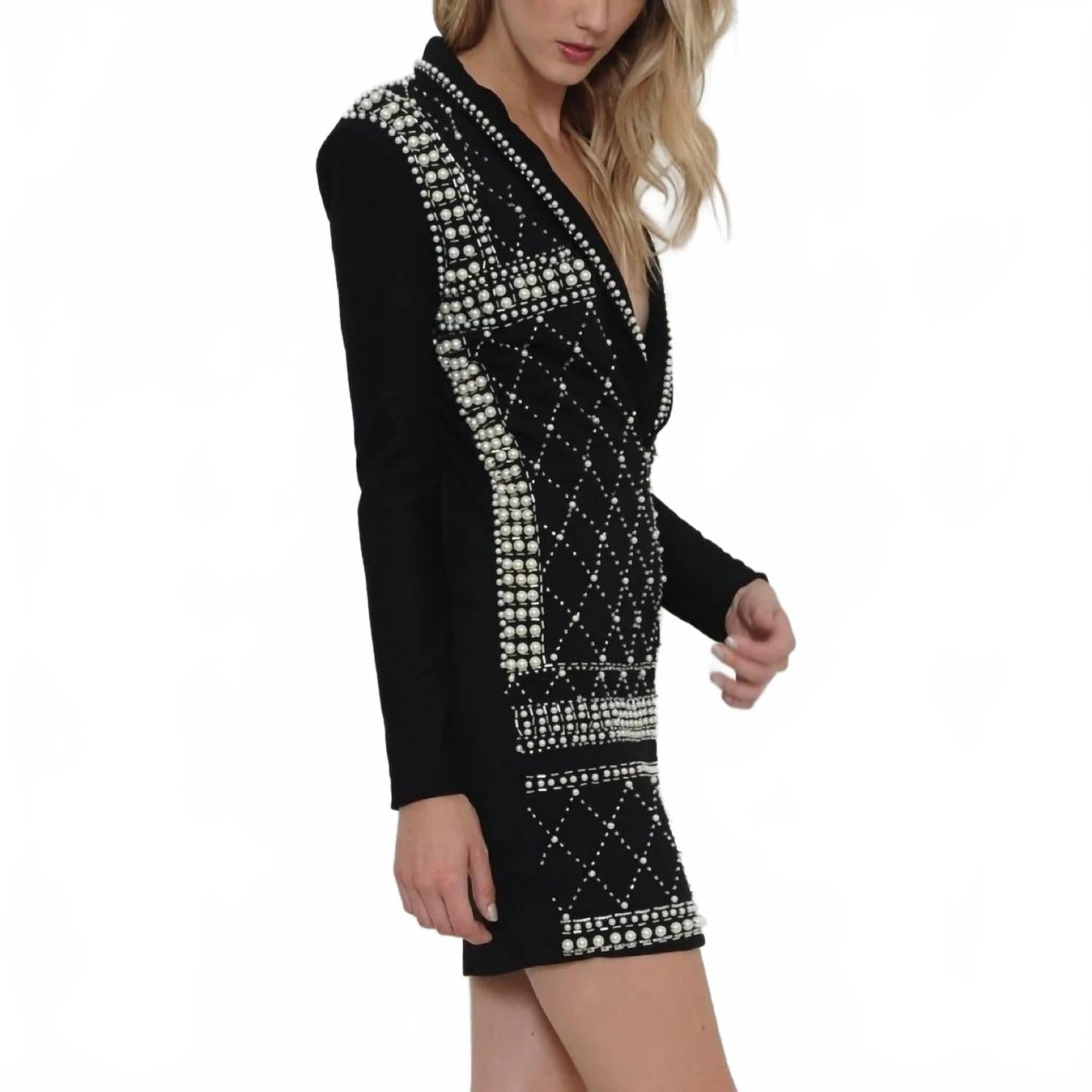 Pearl Tuxedo Dress In Black