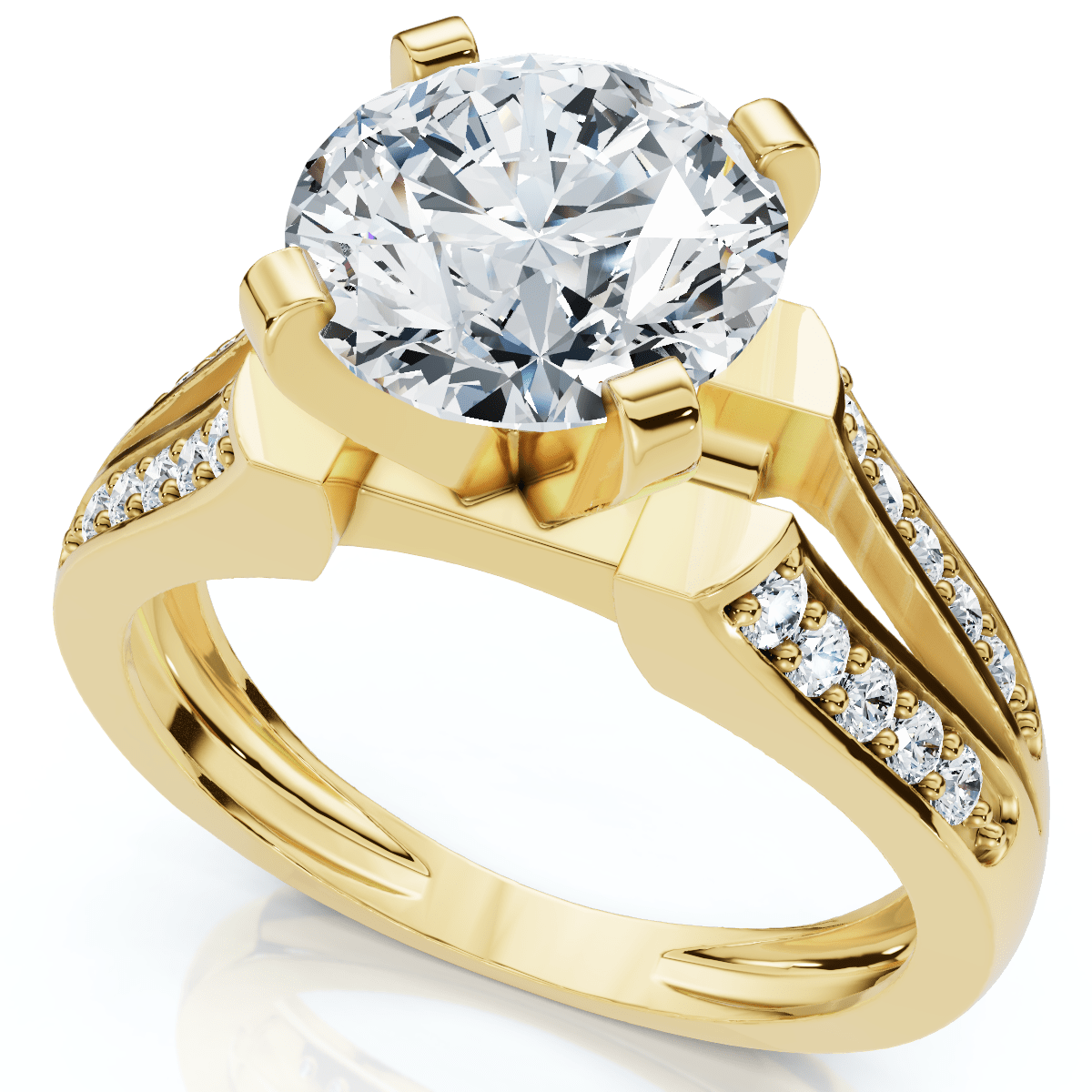 Certified 2 1/5Ct Alexa Diamond Engagement Ring 14k Gold Lab Grown (2ct center)