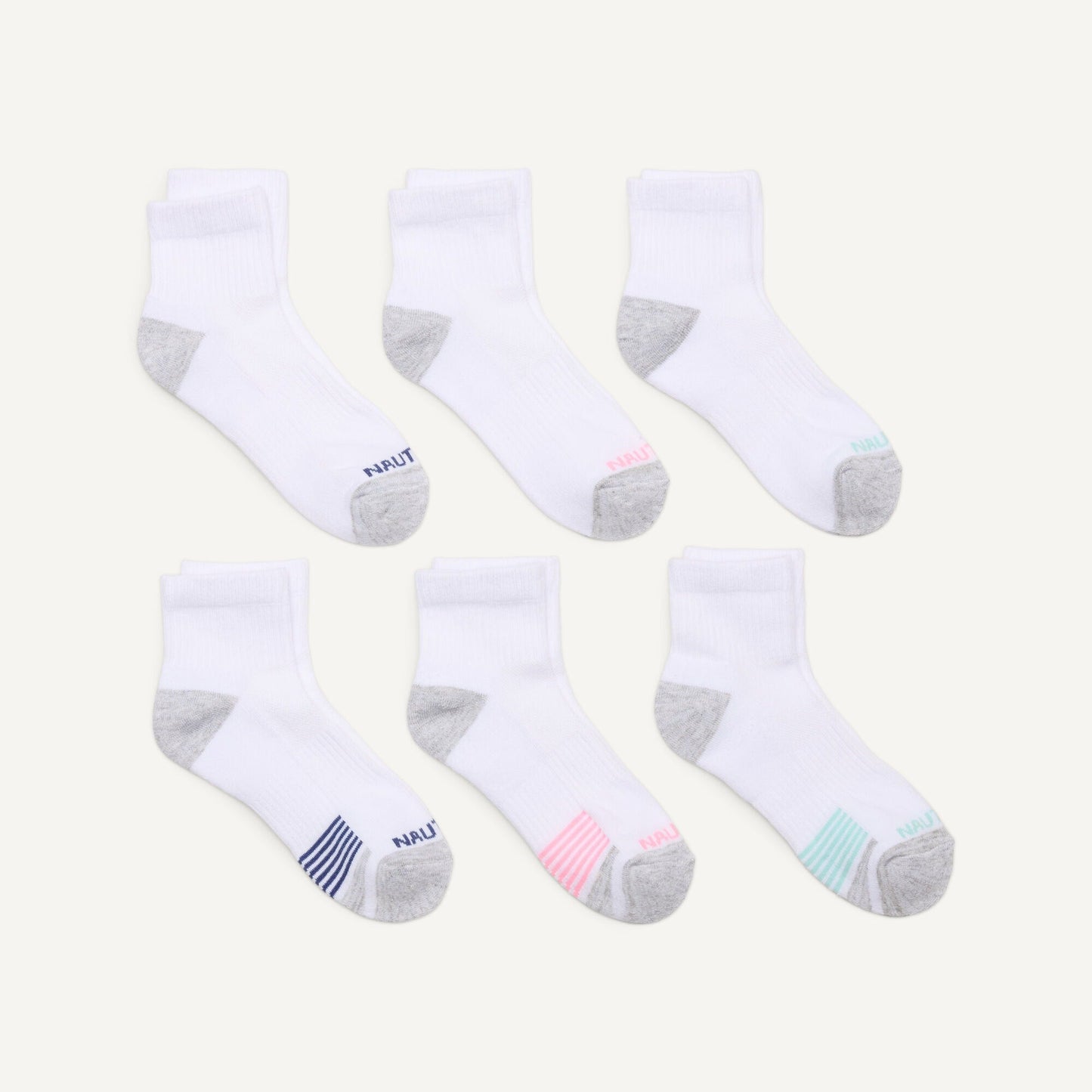 Nautica Womens Athletic High Quarter Socks, 6-Pack