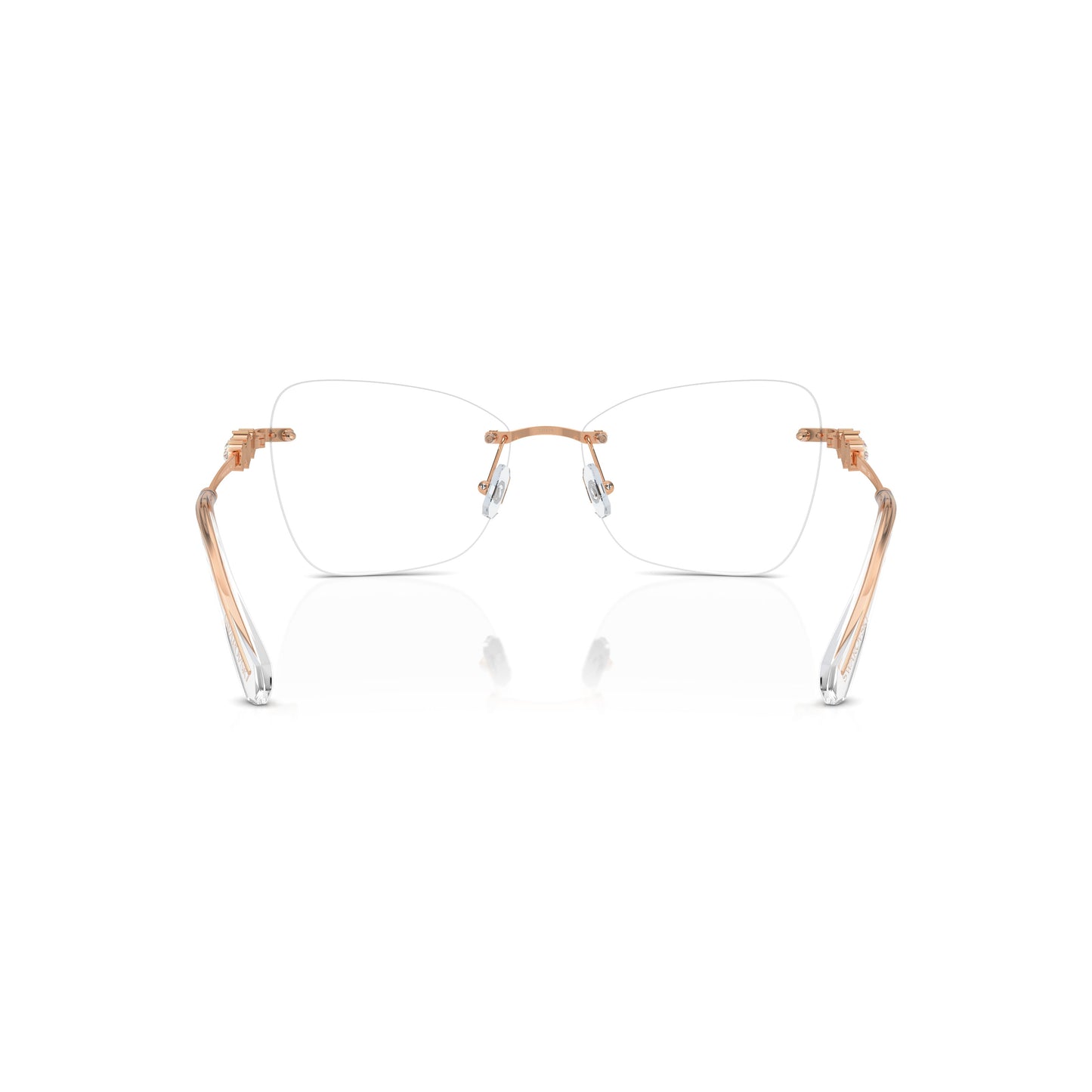 Rimless Eyeglasses With Gold-Toned Metal Temples And Crystal Embellishments