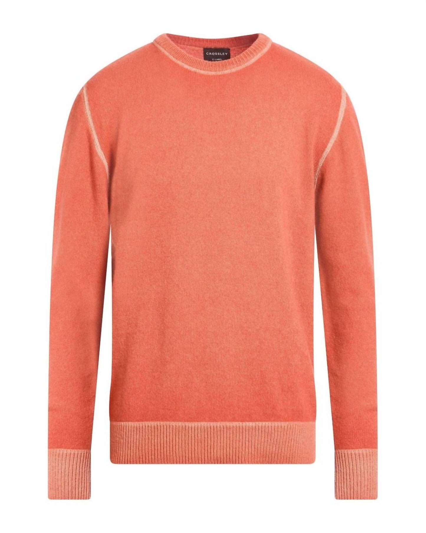 Long Sleeve Cotton Sweater In Salmon