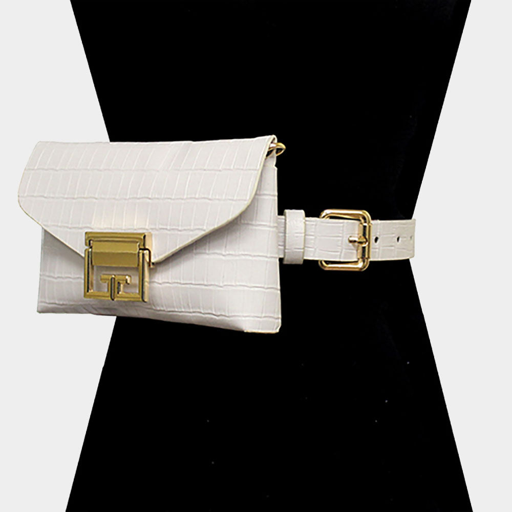 Alligator Pattern Faux Leather Fanny Pack / Belt / Crossbody / Clutch Bag