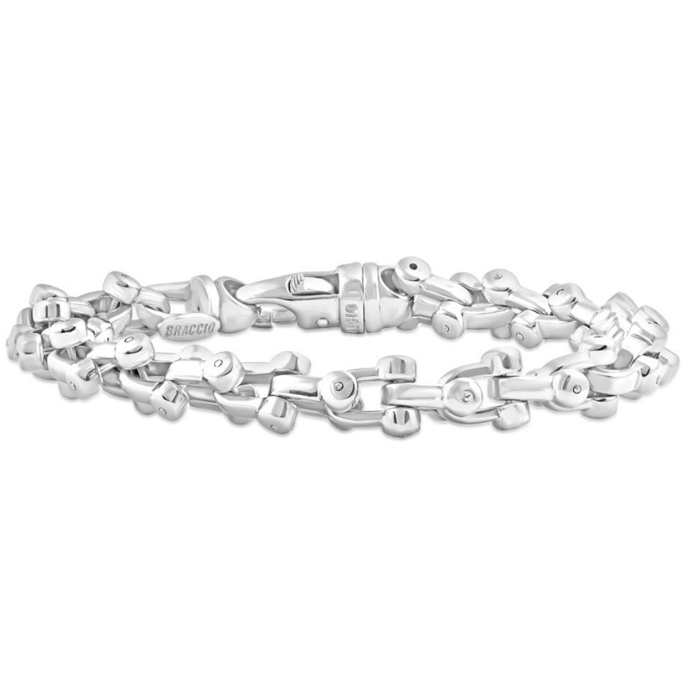 Men's Polished Steel Clasp 9.5mm Flexible Link 8.5 " Bracelet