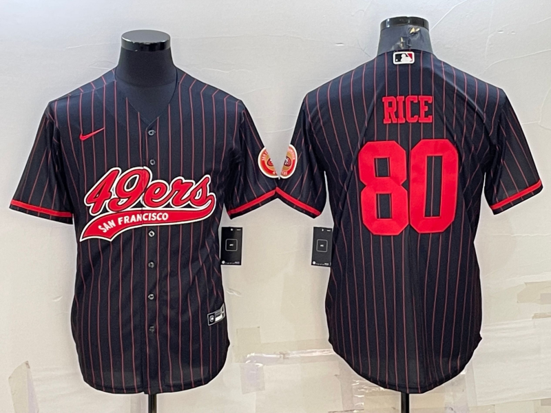 Men's San Francisco 49ers Jerry Rice #80 Black Player Game jersey Joint Edition
