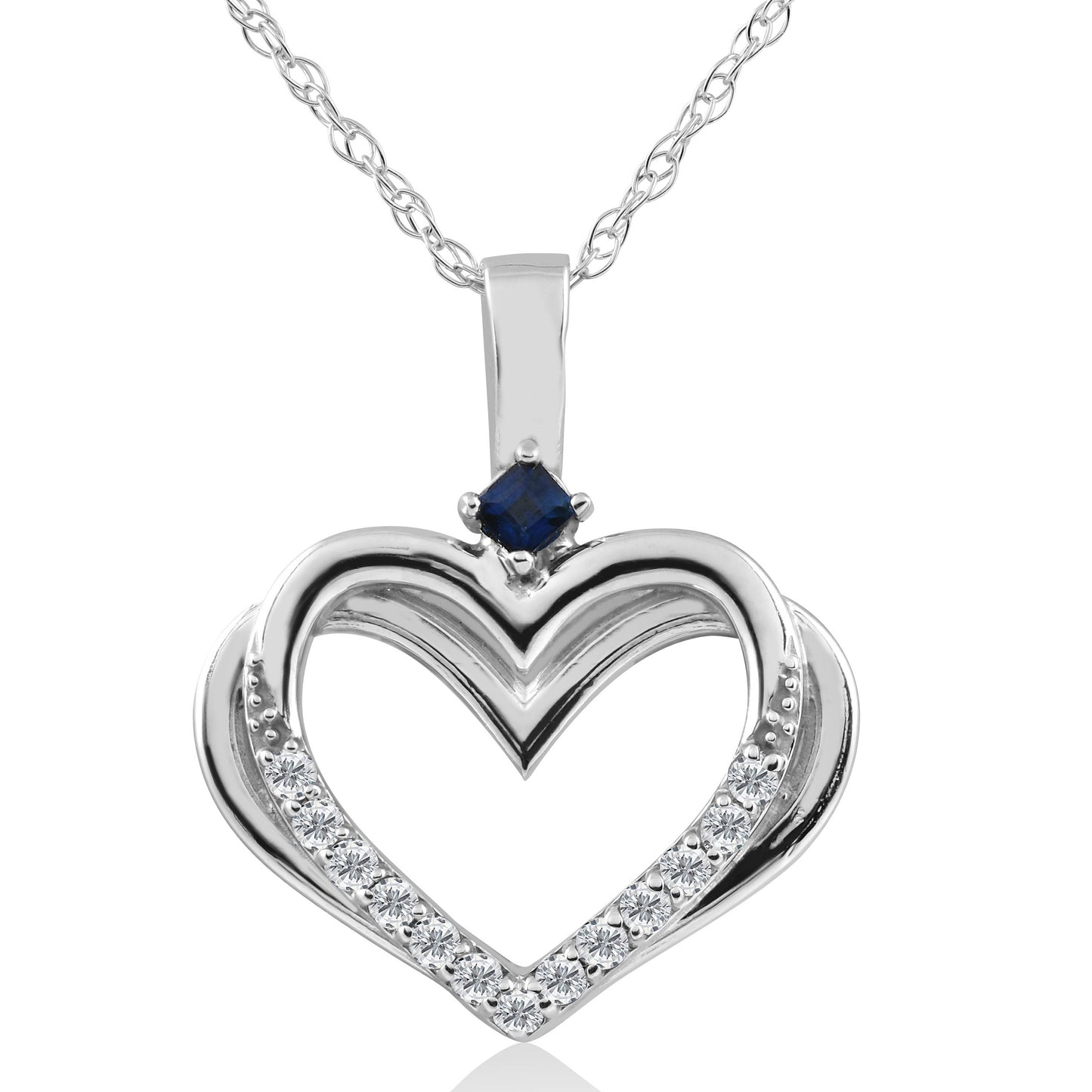 Diamond Sapphire Heart Pendant Yellow White or Rose Gold Designer Veronica Wu