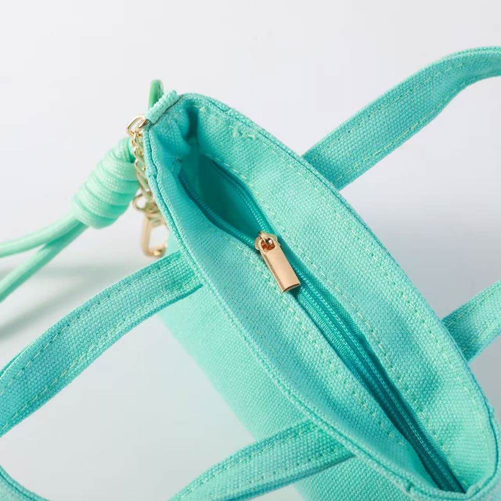 DOG MOM Embroidered Mini Canvas Tote Bag Keychain Bag Charm