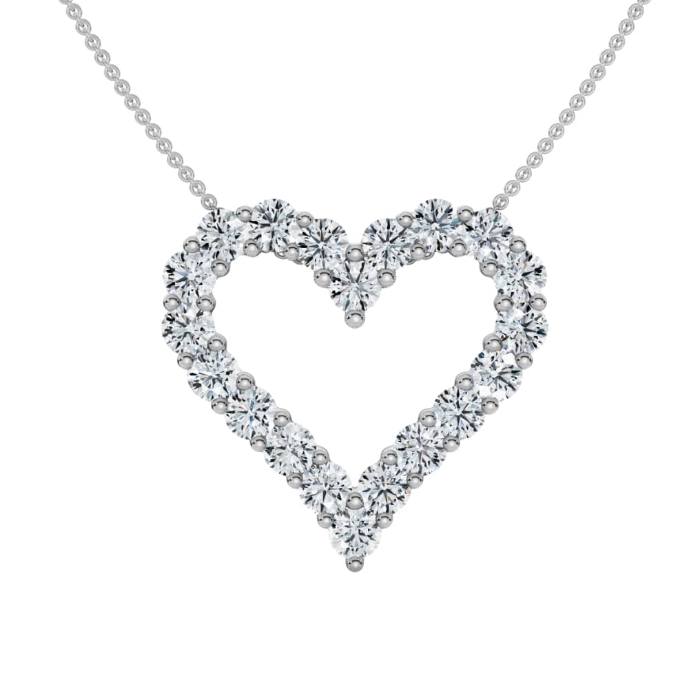 2Ct Diamond Heart Pendant 10k Gold Lab Grown 7/8" Tall Necklace