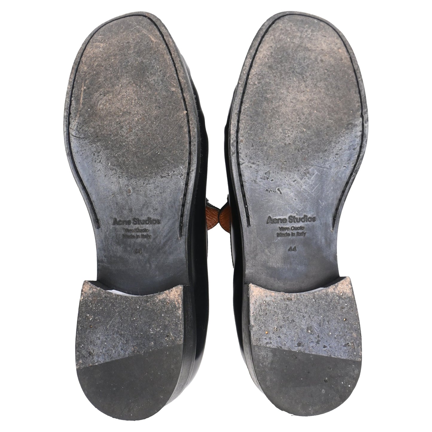 Acne Studios Logo Debossed Loafers in Black Calf Leather