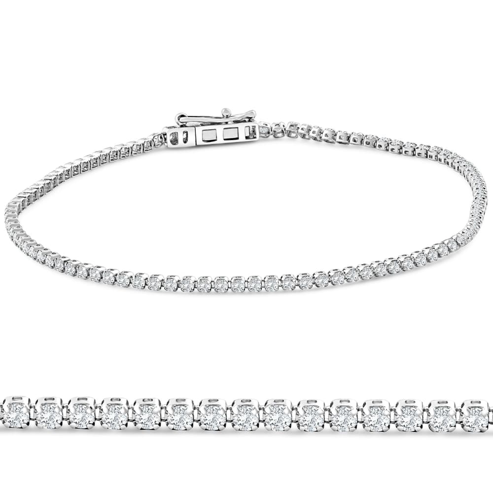 2Ct Diamond Lightweight 7" Tennis Bracelet 14k Gold Lab Grown