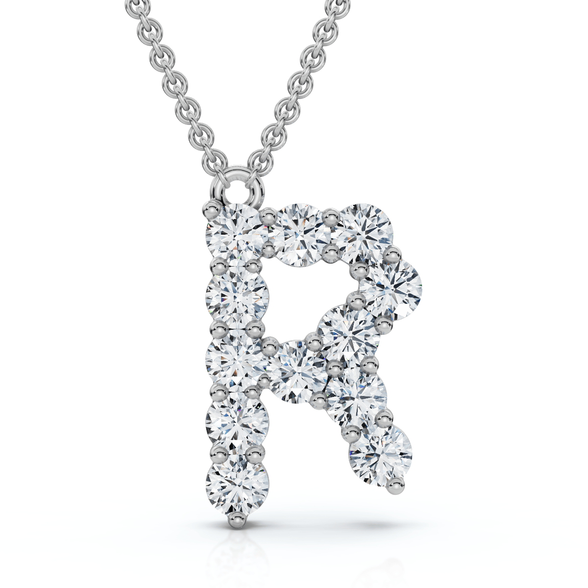 1Ct Diamond Initial "R" Pendant 14k Gold 18" Necklace Lab Grown 5/8" Tall