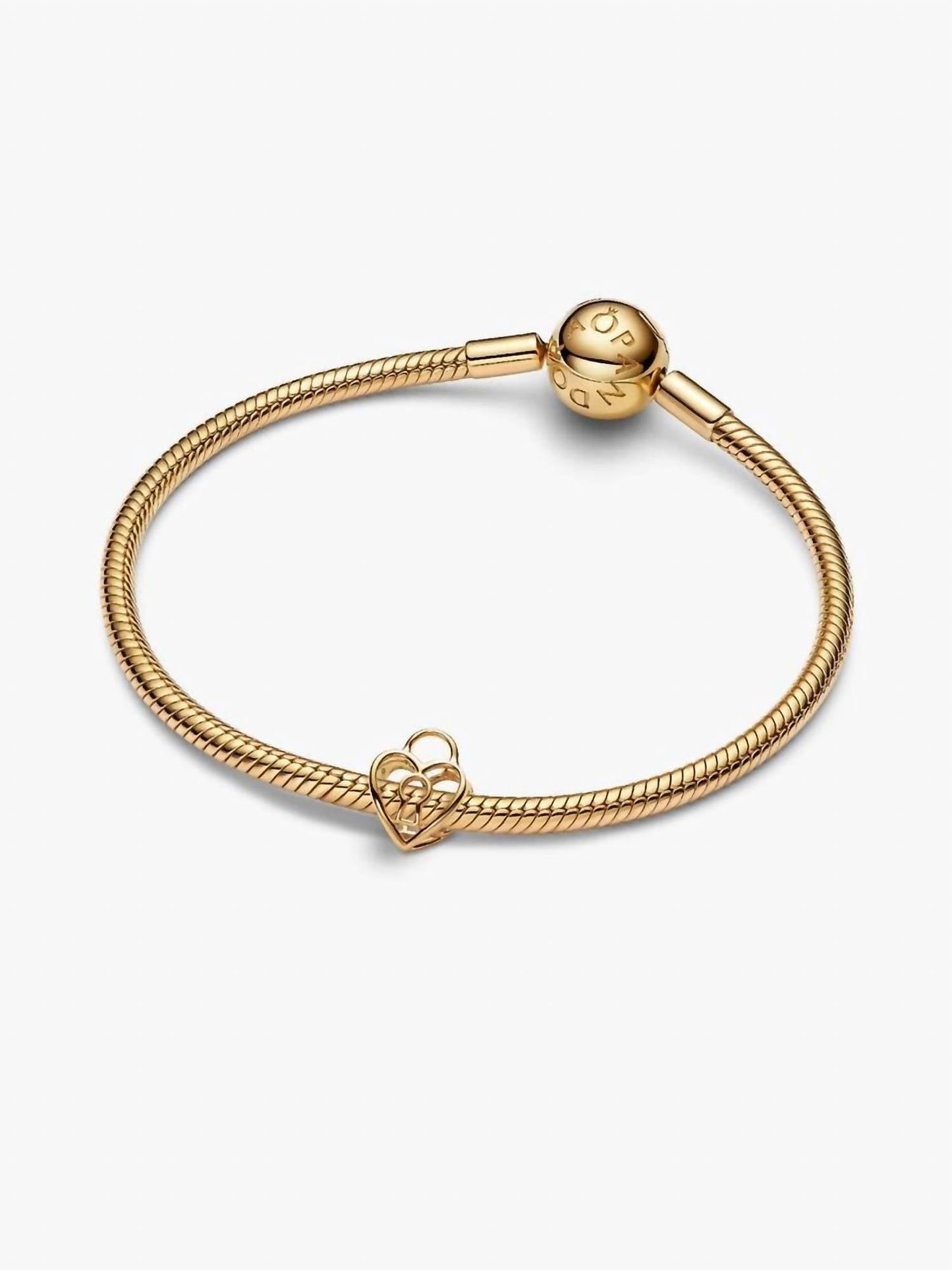 Openwork Heart Padlock Charm In Gold