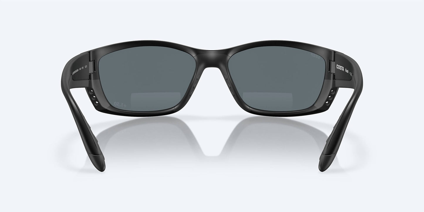Men's Fisch Reader Rectangular Polarized Sunglasses In Matte Black/blue Mirror