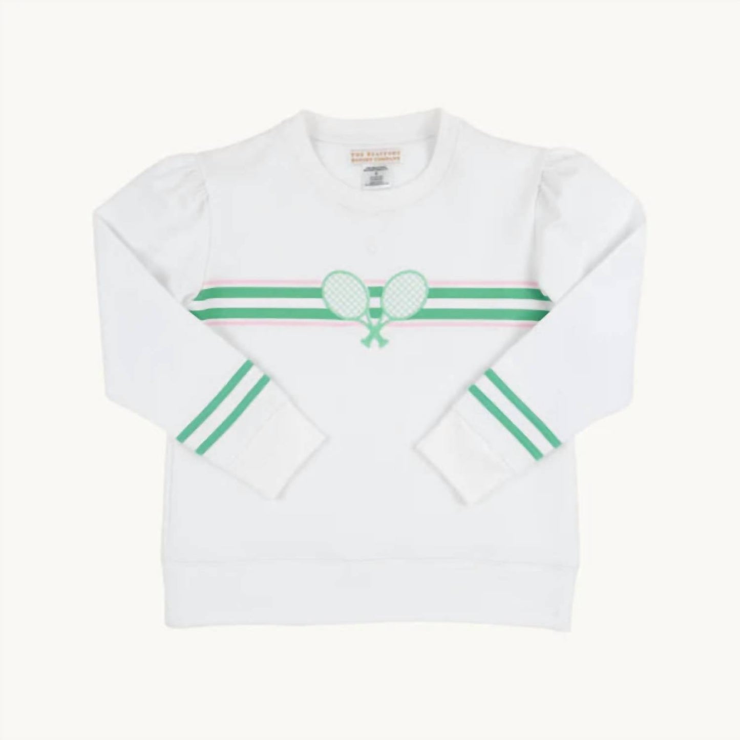 Puff Sleeve Cassidy Comfy Crewneck Sweater In Worth Avenue White