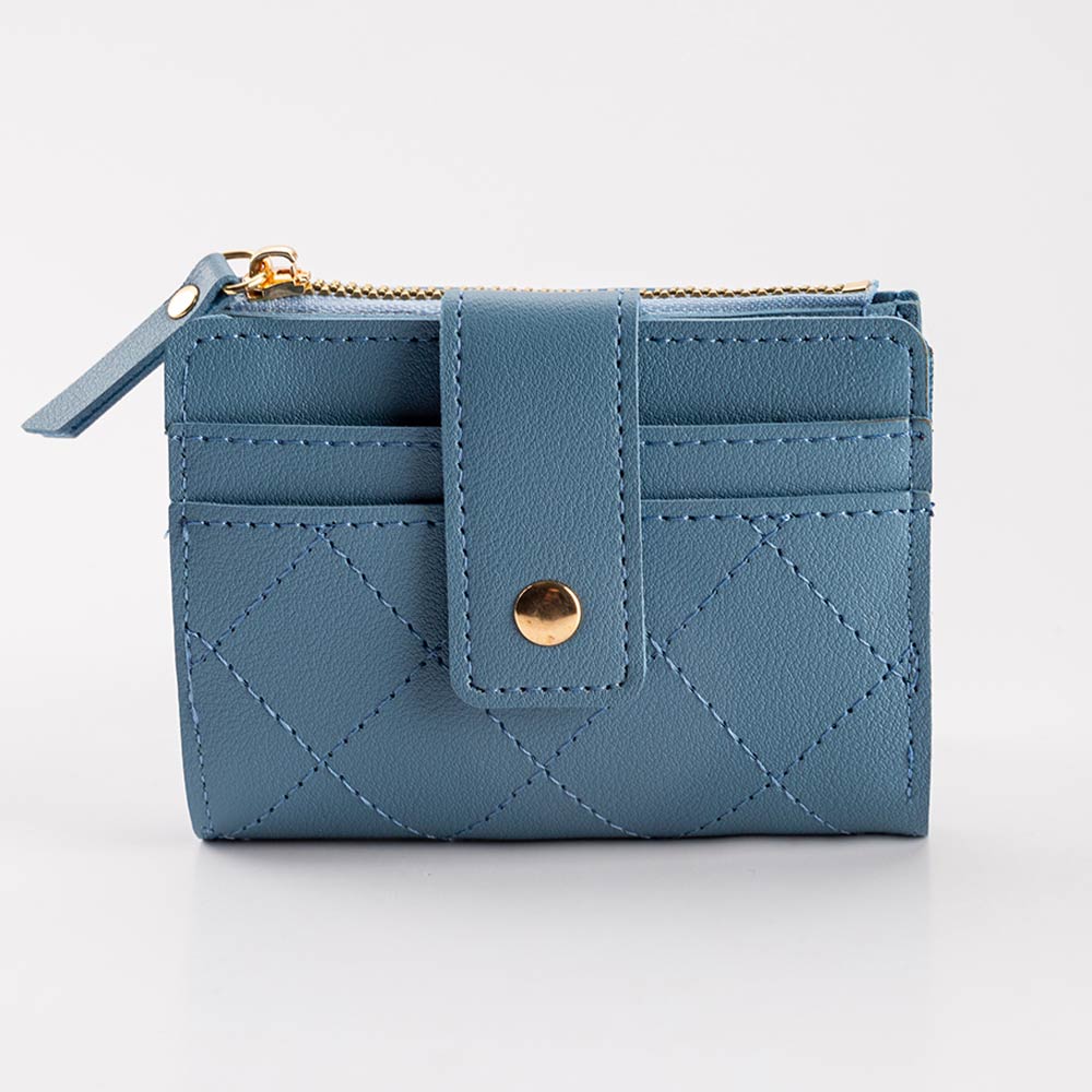 Faux Leather Compact Quilted Flat Wallet