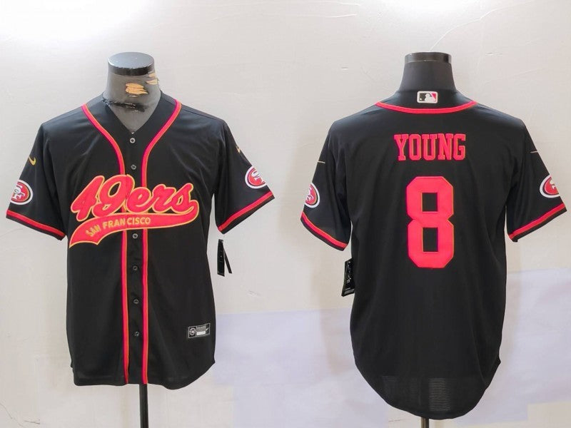 Men's San Francisco 49ers Steve Young #8 Black Game Player jersey