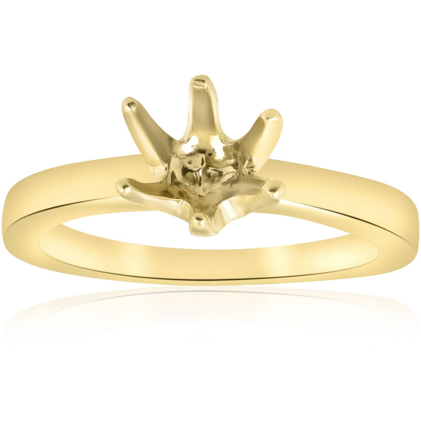 Yellow Gold 14K Solitaire Semi Mount Engagement Ring Size Selectable