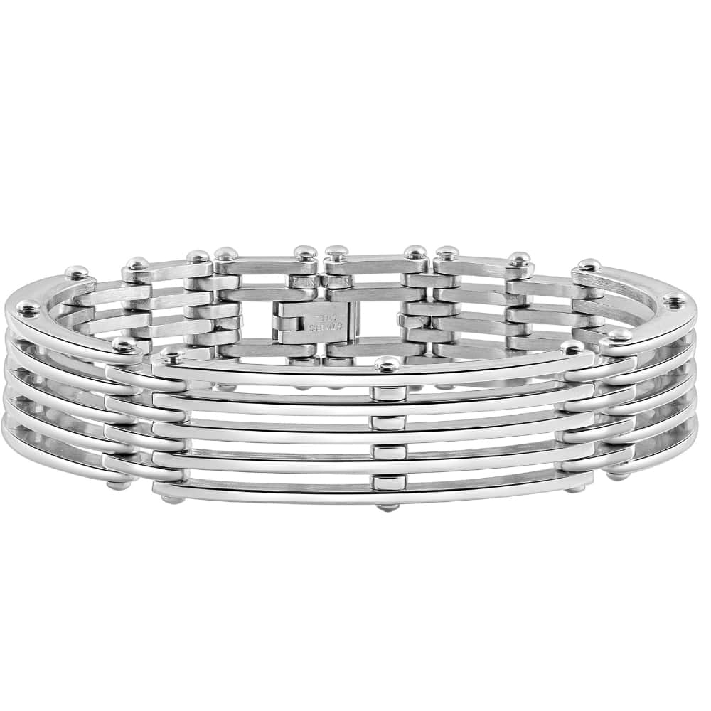 Men's Steel Single tone 13.5mm Link Flexible Clasp 8.5 " Bracelet