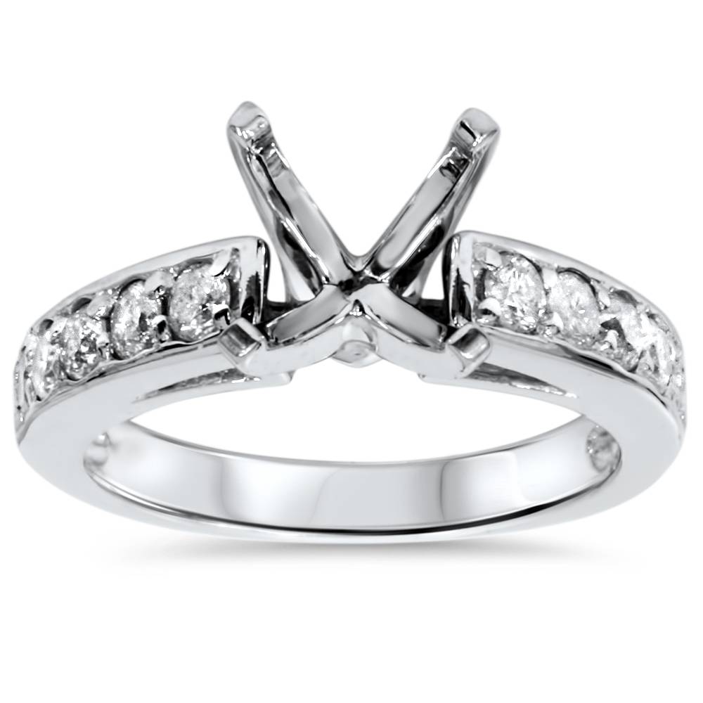 1/2ct Diamond Semi Mount Ring 14K White Gold Size: 7.5